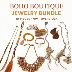 Boho Boutique Jewelry Bundle 10 Pc Necklace Bracelet Earrings Tassel Statement